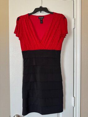 Stunning Ladies Red Sparkle and Black Dress